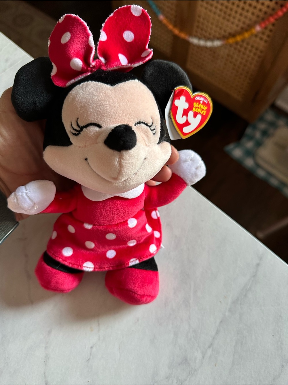 Disney Minnie Mouse Ty Beanie Babies Plush Toy NWT red black polka dot 2024
